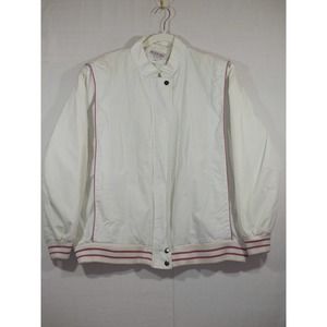 Vintage Nelson Hall Size 22 1/2 White Pink Varsity Jacket, Zip Up
